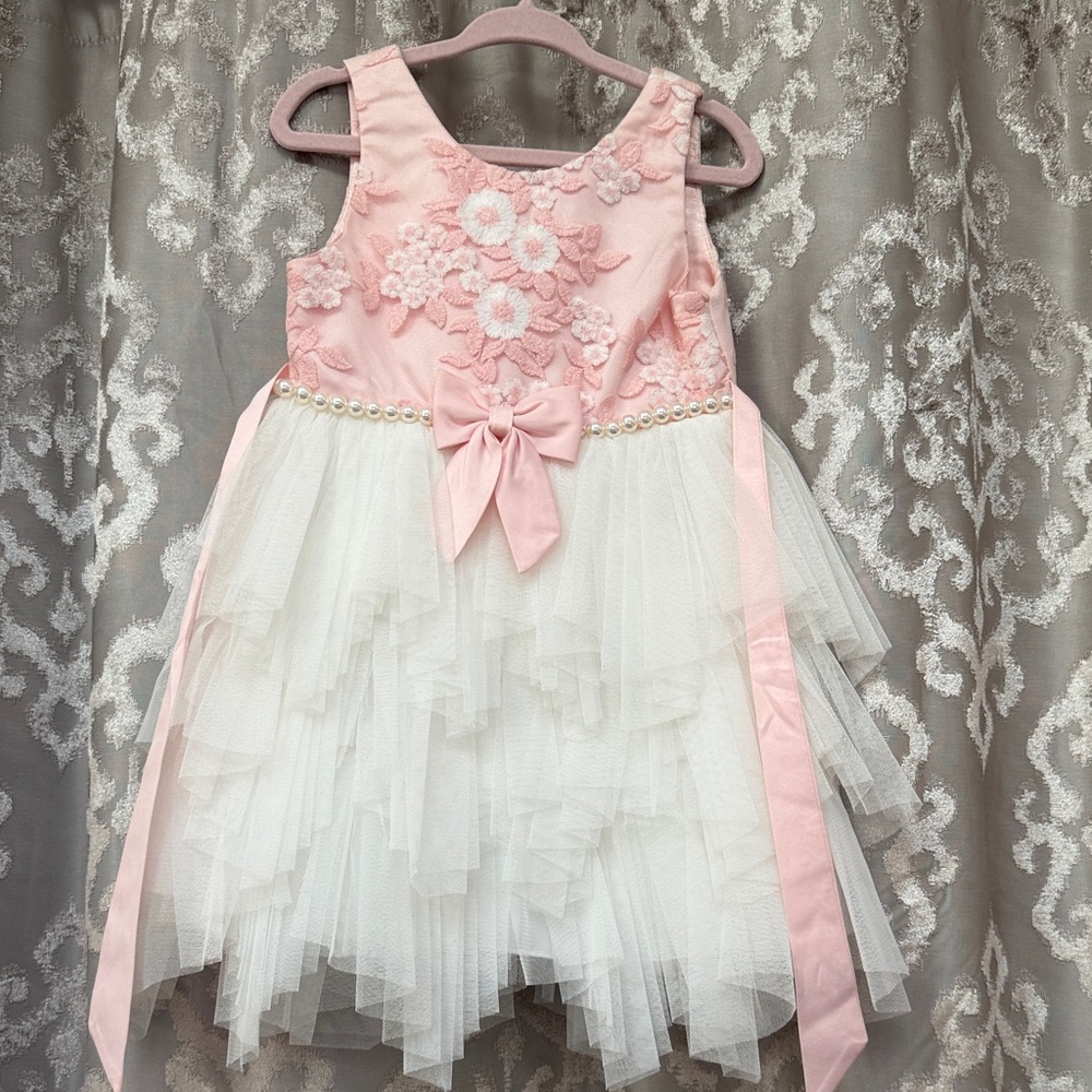 American Princess Pink and White Floral Tulle Dress Size 2T